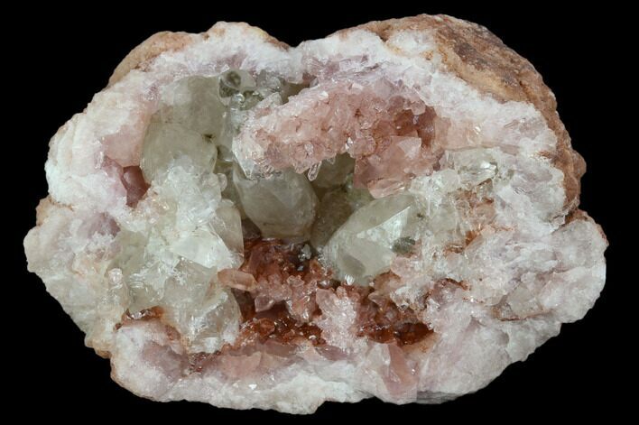 Pink Amethyst Geode Section With Calcite - Argentina #127307